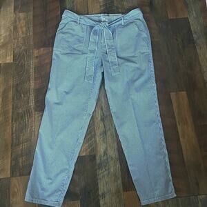 Liz Claiborne blue and white striped belted pants, size 10, new